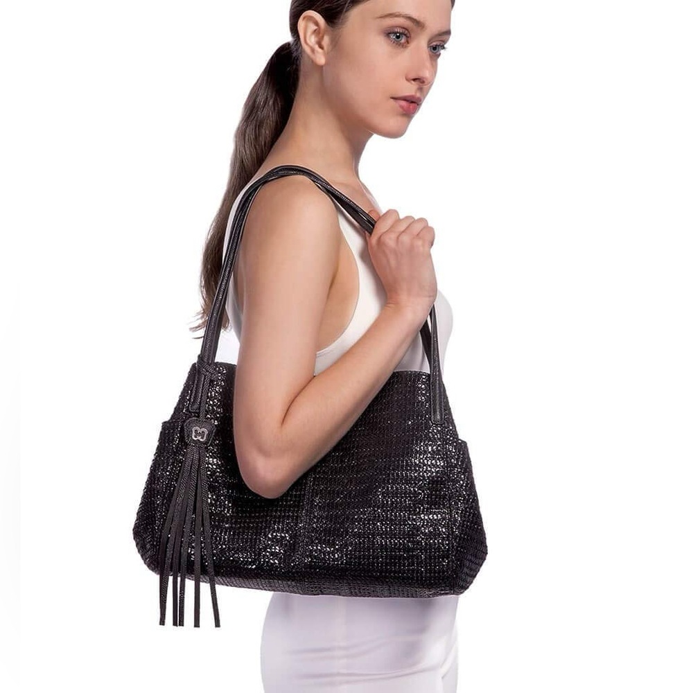 Eric Javits Black Woven Shoulder Bag